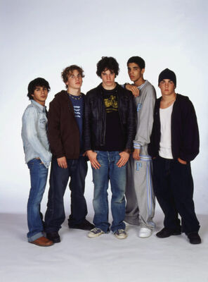 Marco, Spinner, Craig, Jimmy & Sean – Season 3 Promo
Promotional photograph of Marco Del Rossi, Gavin “Spinner” Mason, Craig Manning, Jimmy Brooks, and Sean Cameron from Season 3.
Keywords: Marco Del Rossi;Adamo Ruggiero;Spinner Mason;Shane Kippel;Craig Manning;Jake Epstein;Jimmy Brooks;Aubrey Graham;Sean Cameron;Daniel Clark;Season 3;Promo;Degrassi;Degrassi The Next Generation