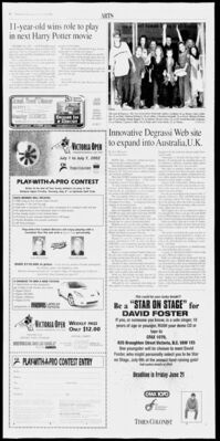 Times Colonist – Innovative Degrassi Website to Expand into Australia, U.K.
Article reporting that Degrassi: The Next Generation’s interactive “Virtual Classroom” website is expanding to audiences in Australia and the U.K. Covers the site’s moderated discussions and student-style activities, and notes the show’s growing international reach. Includes a CP file cast photo.
Keywords: Times Colonist;Degrassi: The Next Generation;Virtual Classroom;website;online community;international expansion;Australia;United Kingdom;Canadian Press;Judy Monchuk;June 2002;press archive