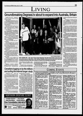 Whitehorse Daily Star – Groundbreaking Degrassi.tv about to expand into Australia, Britain
A feature on Degrassi: The Next Generation and its interactive website, Degrassi.tv, highlighting the show's international expansion to Australia and Britain. The article covers the website’s unique features, its growing online community, and its role in connecting fans and cast members worldwide.
Keywords: Degrassi: The Next Generation;Whitehorse Daily Star;2002;feature;Degrassi.tv;Australia;Britain;international expansion;online community;fan interaction;CTV;Banff Television Festival;Canadian television;youth engagement
