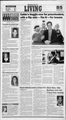 Kentucky New Era – Cable’s Noggin new for preschoolers, with a flip side – The N – for tweens
An Associated Press feature on Noggin’s April 2002 relaunch into two programming blocks: preschool content during the day and “The N” for tweens at night. Degrassi: The Next Generation is spotlighted as a key part of The N’s lineup, with a promotional image featuring Lauren Collins as Paige, Aubrey Graham as Jimmy, and Melissa McIntyre as Ashley. The article discusses the network’s strategy to cater to distinct age groups, offering educational programming for younger viewers and relatable dramas for teens.
Keywords: Degrassi: The Next Generation;Kentucky New Era;2002;Noggin;The N;network relaunch;preschool programming;Play with Me Sesame;teen drama;Canadian television;Aubrey Graham;Lauren Collins;Paige Michalchuk;Jimmy Brooks;Ashley Kerwin;Melissa McIn