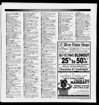Fort McMurray Today – TV Listings: Degrassi: The Next Generation
Television listings page from the March 1, 2002 edition of Fort McMurray Today. The schedule includes an airing of Degrassi: The Next Generation along with other Sunday programming across multiple channels, providing broadcast times and brief program descriptions.
Keywords: Degrassi: The Next Generation;Fort McMurray Today;2002;TV listings;Canadian television;broadcast schedule;Sunday programming;television schedule;Alberta newspapers