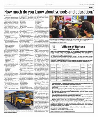 Arrow Lakes News – How Much Do You Know About Schools and Education?
Quiz feature from the Arrow Lakes News dated September 7, 2023, challenging readers’ knowledge of school-related topics in Canada and beyond. One question references The Kids of Degrassi Street, identifying it as the precursor to Degrassi Junior High and Degrassi High. Created by Linda Schuyler, the series aired on CBC from 1979 to 1986 and helped launch the enduring Degrassi franchise.
Keywords: The Kids of Degrassi Street;Arrow Lakes News;2023;Linda Schuyler;Degrassi Junior High;Degrassi High;CBC Television;Canadian children’s television;education quiz;Canadian pop culture