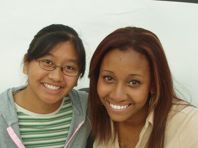 Andrea Lewis at Richmond Centre Meet & Greet (October 23, 2004)
[b]Andrea Lewis[/b] (Hazel Aden) poses with a fan during the Degrassi Back to School Mall Tour at Richmond Centre in Vancouver, British Columbia on October 23, 2004.
[b]Photo credit: Jill[/b] — [url=https://www.flickr.com/photos/jill/]Flickr: Jill[/url]
Keywords: Andrea Lewis;Hazel Aden;Richmond Centre;Vancouver;British Columbia;Degrassi;Degrassi Mall Tour;Meet and Greet;2004;fan photo