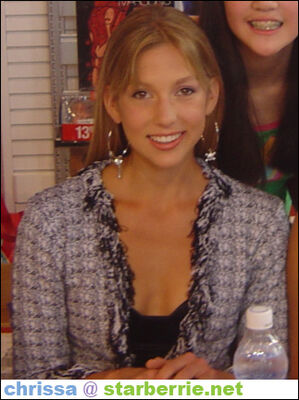 Miriam McDonald Smiling at Table
Miriam McDonald photographed during the Degrassi Season 1 DVD signing event at Sam Goody on October 2, 2004, in Universal City, California.
Keywords: Miriam McDonald;Degrassi;Season 1 DVD;Sam Goody;Universal City;2004