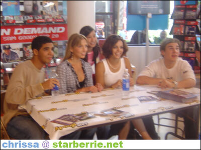 Degrassi Cast at Signing Table
Aubrey Graham, Miriam McDonald, Melissa McIntyre, and Shane Kippel together at the Degrassi Season 1 DVD signing at Sam Goody on October 2, 2004, in Universal City, California.
Keywords: Aubrey Graham;Miriam McDonald;Melissa McIntyre;Shane Kippel;Degrassi;Season 1 DVD;Sam Goody;Universal City;2004