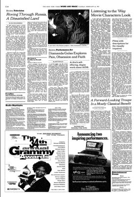 The New York Times — Listening to the Way Movie Characters Look
Article from The New York Times dated February 25, 1992 (Word and Image section). The piece discusses the growing use of Descriptive Video Service (DVS), which provides narration of actions, gestures, and visual details for visually impaired audiences. Degrassi High is cited as one of the programs made available with DVS, demonstrating the show’s accessibility and its continued presence on public television in the early 1990s.
Keywords: The New York Times;February 25 1992;Listening to the Way Movie Characters Look;Descriptive Video Service;DVS;accessibility;Degrassi High;PBS;Canadian television;inclusive media;newspaper archive