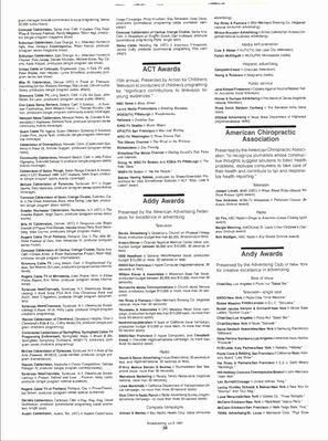 Broadcasting Magazine — Annual Fifth Estate Awards Issue
Issue of Broadcasting Magazine (Vol. 113, July 6, 1987) featuring the Eleventh Annual Fifth Estate compilation of national awards in radio, TV, and cable. Includes listings of winners from multiple award organizations, among them the International Emmys where The Kids of Degrassi Street: Griff Gets a Hand is recognized.
Keywords: School Library Journal;March 1986;Kids of Degrassi Street;Liz Sits the Sleighs;Linda Schuyler;Degrassi;audiovisual review;Canadian television;children’s programming;educational media