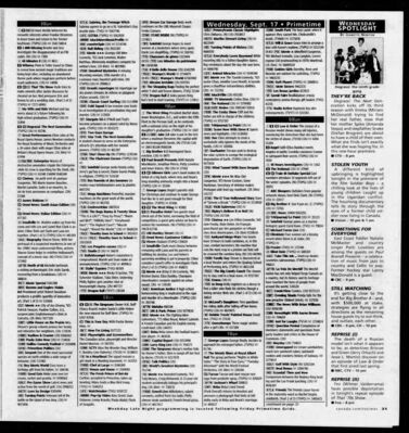 National Post – Degrassi: The Next Generation Returns for Third Season
TV listing highlight from the National Post dated September 13, 2003, promoting the return of Degrassi: The Next Generation for its third season. Mentions Emma (Miriam McDonald) and Manny dealing with high school crises, including a pregnancy storyline for Manny and Emma’s mother Spike preparing to marry Snake. Highlights the mix of returning and new cast members and the show’s continued popularity.
Keywords: Degrassi: The Next Generation;National Post;2003;Miriam McDonald;Emma Nelson;third season;Spike;Snake;CTV;Canadian television;teen drama