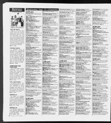 The Ottawa Citizen – They’re Back
TV listing feature from The Ottawa Citizen dated September 13, 2003, promoting the season premiere of Degrassi: The Next Generation. Highlights Emma Nelson (Miriam McDonald) reconnecting with her real father, as her mother Spike (Amanda Stepto) and stepfather Snake (Stefan Brogren) prepare for a major life change. The listing previews the show’s return and storyline developments.
Keywords: Degrassi: The Next Generation;The Ottawa Citizen;2003;Miriam McDonald;Amanda Stepto;Stefan Brogren;Emma Nelson;Spike;Snake;Canadian television;CTV;season premiere;television listing