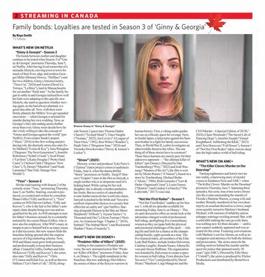 The Toronto Star – Family bonds: Loyalties are tested in Season 3 of Ginny & Georgia
Article from The Toronto Star dated May 31, 2025, previewing upcoming TV series on streaming platforms. Highlights include Season 3 of Ginny & Georgia with Brianne Howey and Antonia Gentry, and mentions Degrassi alumni Sara Waisglass (Frankie Hollingsworth) and Chelsea Clark (Esme Song) as returning cast members.
Keywords: Degrassi: The Next Generation;Degrassi Next Class;Sara Waisglass;Chelsea Clark;Ginny & Georgia;Toronto Star;Canadian press;2025 article;Netflix;streaming series;alumni appearances