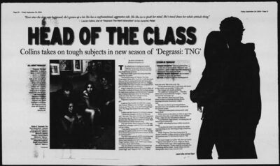 Northwest Herald – Head of the Class: Collins takes on tough subjects in new season of “Degrassi: TNG”
Feature article from the Northwest Herald on September 24, 2004 spotlighting Lauren Collins and her role as Paige Michalchuk in Degrassi: The Next Generation. Collins discusses Paige’s character development following the date rape storyline and how the show continues to explore tough issues like sexuality, bullying, and relationships. Mentions cast members Jake Epstein, Adamo Ruggiero, Miriam McDonald, Shane Kippel, Stacey Farber, Melissa McIntyre, and Cassie Steele. Includes a sidebar “All About Degrassi” and promotional stills.
Keywords: Degrassi;Degrassi: The Next Generation;2004;Northwest Herald;Lauren Collins;Paige Michalchuk;interview;feature article;cast spotlight;teen issues;Jake Epstein;Miriam McDonald;Adamo Ruggiero;Shane Kippel;Stacey Farber;Melissa McIntyre;Cassi