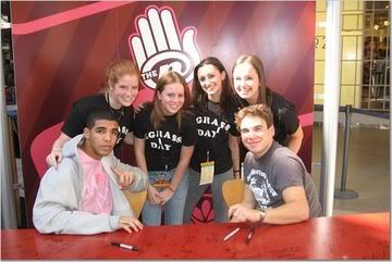 Aubrey Graham and Shane Kippel Greeting Fans at Degrassi On Tour
Aubrey Graham and Shane Kippel interact with fans during The N’s Degrassi On Tour appearance at The Mall in Columbia in Columbia, Maryland on October 1, 2005.
Keywords: Aubrey Graham;Drake;Shane Kippel;Jimmy Brooks;Spinner Mason;Degrassi;Degrassi The Next Generation;Degrassi On Tour;The N;mall appearance;The Mall in Columbia;Columbia Maryland;October 1 2005;fan interaction;autograph event;Degrassi cast