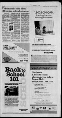 “The Scene 2004” Back-to-School Event Ad – Tucson Mall – Arizona Daily Star (August 1, 2004)
Full-page advertisement from the Arizona Daily Star dated August 1, 2004 promoting “The Scene 2004” back-to-school shopping event at Tucson Mall. The ad lists the Scene event scheduled for Saturday, August 7, 2004 from 1–7 PM and includes “N Network’s Degrassi High” as one of the featured attractions. This advertisement serves as primary source documentation for the Degrassi Scene Tour stop in Tucson, Arizona.
Keywords: Degrassi;Degrassi The Next Generation;The N;TeenNick;The Scene;Scene Tour;Tucson Mall;Arizona Daily Star;August 1 2004;Back to School event;Degrassi High;Aubrey Graham;Cassie Steele;Jimmy Brooks;Manny Santos;mall tour;promotional event;ne