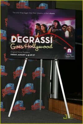 “The N’s Degrassi Goes Hollywood” Promotional Display
A promotional display advertising the August 14, 2009 premiere of “Degrassi Goes Hollywood” on The N, photographed during the movie’s Planet Hollywood launch in New York City on August 12, 2009. Photo originally published by Just Jared Jr.
Keywords: Degrassi Goes Hollywood;The N;Degrassi;promotional poster;promotional display;Planet Hollywood;New York City;August 12 2009;television movie;movie premiere;Just Jared Jr