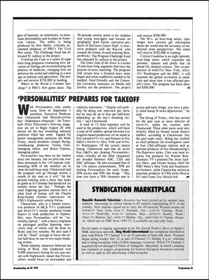 PBS Unveils Six New Programs During Critics’ Tour – Degrassi Junior High Mention – Page 55
Page 55 of “PBS Unveils Six New Programs During Critics’ Tour” by Steve Coe, published in the July 30, 1990 issue of Broadcasting. The article identifies Kate Taylor, executive producer of Degrassi Junior High, as executive producer of the upcoming PBS series Where in the World Is Carmen Sandiego? alongside Jay Rayvid.
Keywords: Degrassi;Degrassi Junior High;Broadcasting;Broadcasting Magazine;Kate Taylor;PBS;Jay Rayvid;Where in the World Is Carmen Sandiego;television production;1990