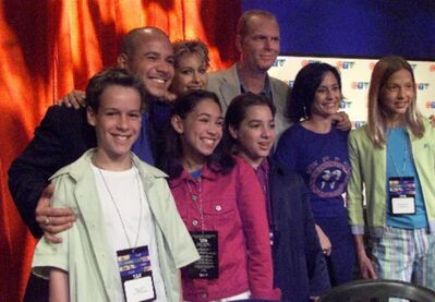 Degrassi Cast – CTV Fall Launch Press Conference (June 6, 2001)
Degrassi cast members pose at CTV's Fall Launch Press Conference in Toronto on June 6, 2001.

Back (L–R): Pat Mastroianni, Stacie Mistysyn, Stefan Brogren, Amanda Stepto.

Front (L–R): Ryan Cooley, Cassie Steele, Jake Goldsbie, Miriam McDonald.

Photo: Frank Gunn / The Canadian Press.
Keywords: Degrassi;Degrassi The Next Generation;Degrassi Junior High;CTV;CTV Fall Launch;June 6 2001;Toronto;Press Conference;Cast Photo;Frank Gunn;Canadian Press;Pat Mastroianni;Stacie Mistysyn;Stefan Brogren;Amanda Stepto;Ryan Cooley;Cassie Steele