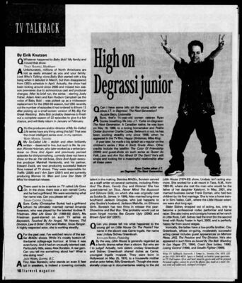 The Toronto Star – Ryan Cooley Feature
The Toronto Star article from November 16, 2002, profiling Ryan Cooley, who played J.T. Yorke on Degrassi: The Next Generation. Written by Eirik Knutzen, the piece covers Cooley’s acting background, career highlights prior to Degrassi, and his continued work on the series. Includes a promotional photo of Cooley as J.T. Yorke.
Keywords: The Toronto Star;Ryan Cooley;J.T. Yorke;Degrassi: The Next Generation;Season 2;November 2002;Canadian Television;Teen Drama;Interview;Press Clipping;Cast Feature